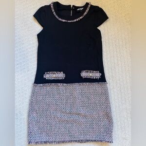 Karl Lagerfeld Black and Multicolor Tweed Dress